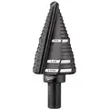 Step Drill Bit, High Speed Steel, 13 Hole Sizes, 1/8" Step Thickness, 7/8" - 1-7/32"