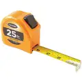 Keson Tape Measure: 25 ft Blade Lg, 1 in Blade Wd, in/ft/Fractional, Closed, ABS Plastic, Steel