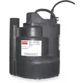1/4 HP Submersible Sump Pump, Vertical Switch Type, Polypropylene Base Material