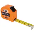 Keson Tape Measure: 7.5 m_25 ft. Blade L, 1 in Blade W, in/ft/mm, Closed, Steel, Tape Measures