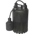 1/4 HP Submersible Sump Pump, Tether Switch Type, Polypropylene Base Material