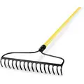 Westward Bow Rake: Steel, 3 in Lg of Tines, 16 in Overall Wd of Tines, 15 Tines, Fiberglass