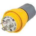 Hubbell Wiring Device-Kellems 15A Industrial Grade Non-Shrouded Watertight Locking Plug, Yellow; NEMA Configuration: L5-15P