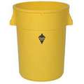 44 gal. Round Open Top Utility Trash Can, 32"H, Yellow