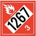 Jj Keller DOT Container Placard: Flammable Liquid UN1267, 10 3/4 in Label Wd, 10 3/4 in Label Ht, Polystyrene