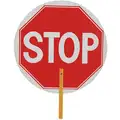 Paddle Sign, Stop/Stop, Plastic Sign Material, 28" Overall Height, Red