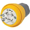 Hubbell Wiring Device-Kellems 30A Industrial Grade Non-Shrouded Watertight Locking Plug, Yellow; NEMA Configuration: L16-30P
