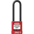 Zing Red Lockout Padlock, Different Key Type, Aluminum Body Material, 1 EA