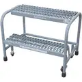 Cotterman 2-Step, Steel Rolling Step with 450 lb. Load Capacity and Perforated Step Treads, Gray