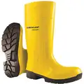 Dunlop Rubber Boot, Unisex, 9, Knee, Steel Toe Type, Polyurethane, Purofort, Black, Yellow, 1 PR