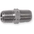 Hex Nipple: Nickel-Plated Brass, 1/4 in x 1/4 in Fitting Pipe Size, Male NPT x Male NPT