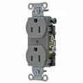 Hubbell Wiring Device-Kellems 15A Commercial Environments Receptacle, Gray; Tamper Resistant: No