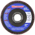 Westward 4-1/2" Flap Disc, Type 27, 7/8" Mounting Hole, Extra Coarse, 36 Grit Aluminum Oxide, 1 EA