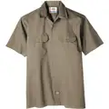 Khaki Short Sleeve Work Shirt, L, Polyester/Cotton Twill, Fits Chest Size 49-1/2 in