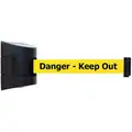 Tensabarrier Retractable Belt Barrier, Yellow Belt With Black Writing, Danger - Keep Out