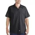 Dickies Black Short Sleeve Industrial Work Shirt, XL, Polyester/Cotton Poplin, Fits Chest Size 52-1/2 in
