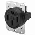 Hubbell Wiring Device-Kellems 50A Industrial Receptacle, Black; Tamper Resistant: No