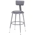 National Public Seating Round Stool with 19" to 27" Seat Height Range and 300 lb. Weight Capacity, Gray