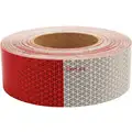 Oralite Reflective Tape: Construction/Emergency Vehicles/Trucks and Trailers, Red/White, 2 in Wd, 30 ft Lg