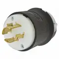 Hubbell Wiring Device-Kellems 20A Industrial Grade Non-Shrouded Locking Plug, Black/White; NEMA Configuration: L16-20P
