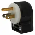 Hubbell Wiring Device-Kellems 15A Industrial Grade Angle Straight Blade Plug, Black/White; NEMA Configuration: 5-15P
