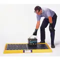 Spill Tray: 54 in L x 29 3/4 in W, 14 gal Spill Capacity, Black/Yellow