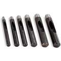 General Hollow Punch Set: 4 in_4 1/4 in_4 1/2 in Overall Lg, 4/5 in_9/10 in_49/50 in Punch Taper Lg, Pouch