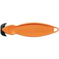 Klever Koncept Safety Cutter: 5 3/4 in Overall L, Oval Handle, Textured, Steel, Orange, 10 PK