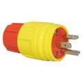 Ericson 20A Industrial Grade Watertight Straight Blade Plug, Orange/Yellow; NEMA Configuration: 5-20P