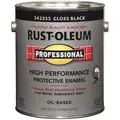 Rust-Oleum Interior/Exterior Paint: For Metal/Steel, Black, 1 gal Size, Oil, Less Than 100g/L, Gloss