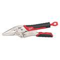 Milwaukee Long Nose Locking Pliers, Jaw Capacity: 2-1/2", Jaw Length: 2-3/32", Jaw Thickness: 3/16"
