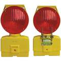 Cortina Solar Barricade Light: 20 in Overall Lg, 13 3/8 in Ht, Solar, Yellow, A, Dusk-to-Dawn, Red, Bolt-On