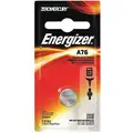Energizer A76, Button Cell Battery, ANSI, Alkaline, 1.5VDC, Diameter 0.450", Depth 0.203"