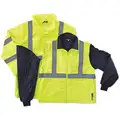 Glowear By Ergodyne Hooded Jacket, ANSI Class 3, 300D Oxford, Lime/Black, Zipper, 3XL Size