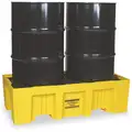 Eagle 66 gal. Polyethylene Drum Spill Containment Pallet for 2 Drums; Drain Included: No, Black, Yellow