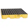 Eagle 66 gal. High Density Polyethylene Drum Spill Containment Pallet for 4 Drums; Drain Included: Yes, Black, Yellow