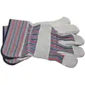 Cowhide Leather Work Gloves, Safety Cuff, Gray, Size: L, Left and Right Hand