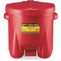 Floor Oily Waste Can, 10 gal., Polyethylene, Red, Foot Operated Self Closing