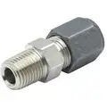 Male Connector: Stainless Steel, Male Flareless Bite x MNPTF, For 3/8 in Tube OD, 1/4 in Pipe Size