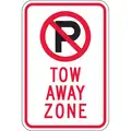 Lyle No Parking Sign: 18 in x 12 in Nominal Sign Size, Aluminum, 0.063 in, High Intensity Prismatic, Red