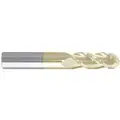 Ball End Mill, 1/8" Milling Diameter, Number of Flutes: 3, 1/2" Length of Cut, ZrN, HPNF