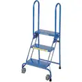 Ballymore 3-Step, Assembled, Steel Folding Rolling Ladder; Perforated Step Treads