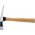 Westward Bricklayer Hammer: 11 in Overall L, Wood Handle, Perpendicular, 25 mm Face Dia, 8 1/8 in Blade Lg