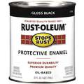 Rust-Oleum Enamel Paint: For Metal/Wood, Black, 1 qt Size, Oil, Less than 485g/L