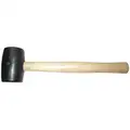 Westward Rubber Mallet: Wood Handle, 8 oz Head Wt, 1 7/8 in Dia, 3 5/8 in Head Lg, 12 in Overall Lg, Black