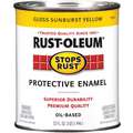 Rust-Oleum Enamel Paint: For Metal/Wood, Sunburst Yellow, 1 qt Size, Oil, Less than 485g/L, Gloss, Enamel Paint