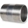 Nipple: 316 Stainless Steel, 2 1/2" Nominal Pipe Size, 4" Overall Length, Threaded on Both Ends