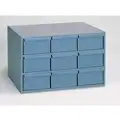 Steel Drawer Bin Cabinet, 17-1/4"W x 11-1/2"D x 10-3/4"H, 9 Drawers, Gray
