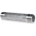 Nipple: 304 Stainless Steel, 1/8" Nominal Pipe Size, 4 1/2" Overall Length, Threaded on Both Ends