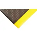 Condor Antifatigue Mat: Diamond Plate, 2 ft x 3 ft, 1/2 in Thick, Black with Yellow Border, PVC Foam